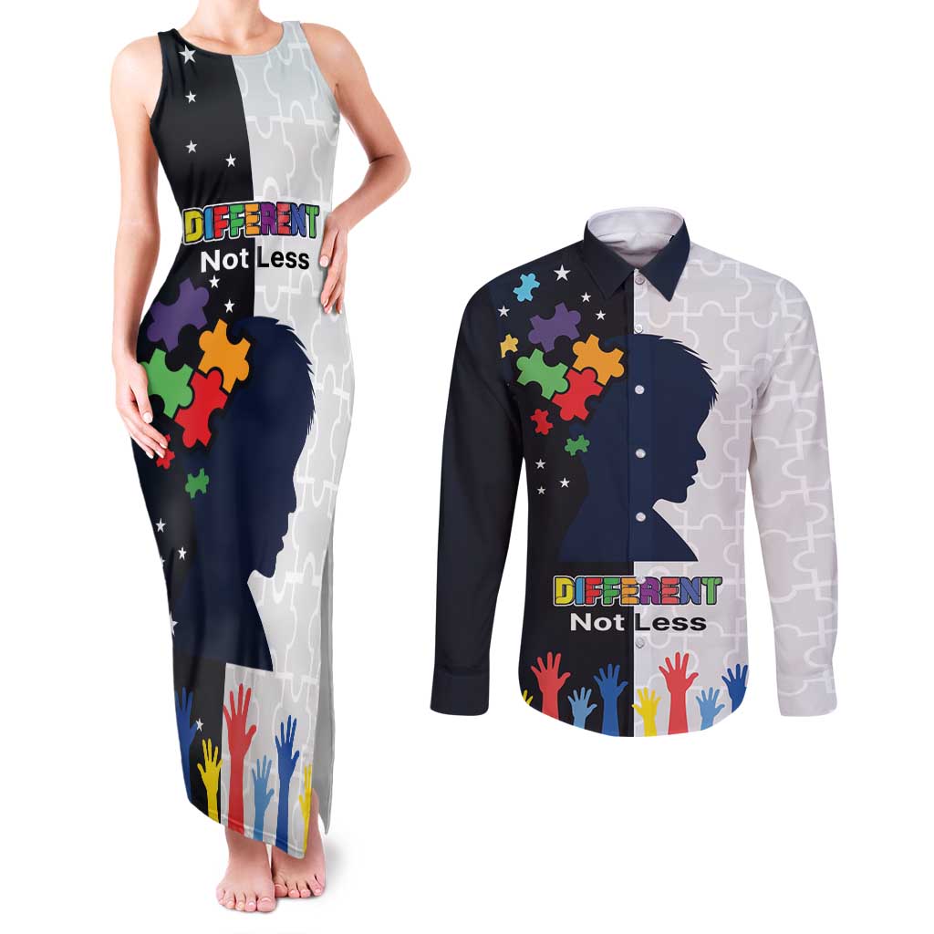 Personalized World Autism Awareness Day Couples Matching Tank Maxi Dress and Long Sleeve Button Shirt 2th April