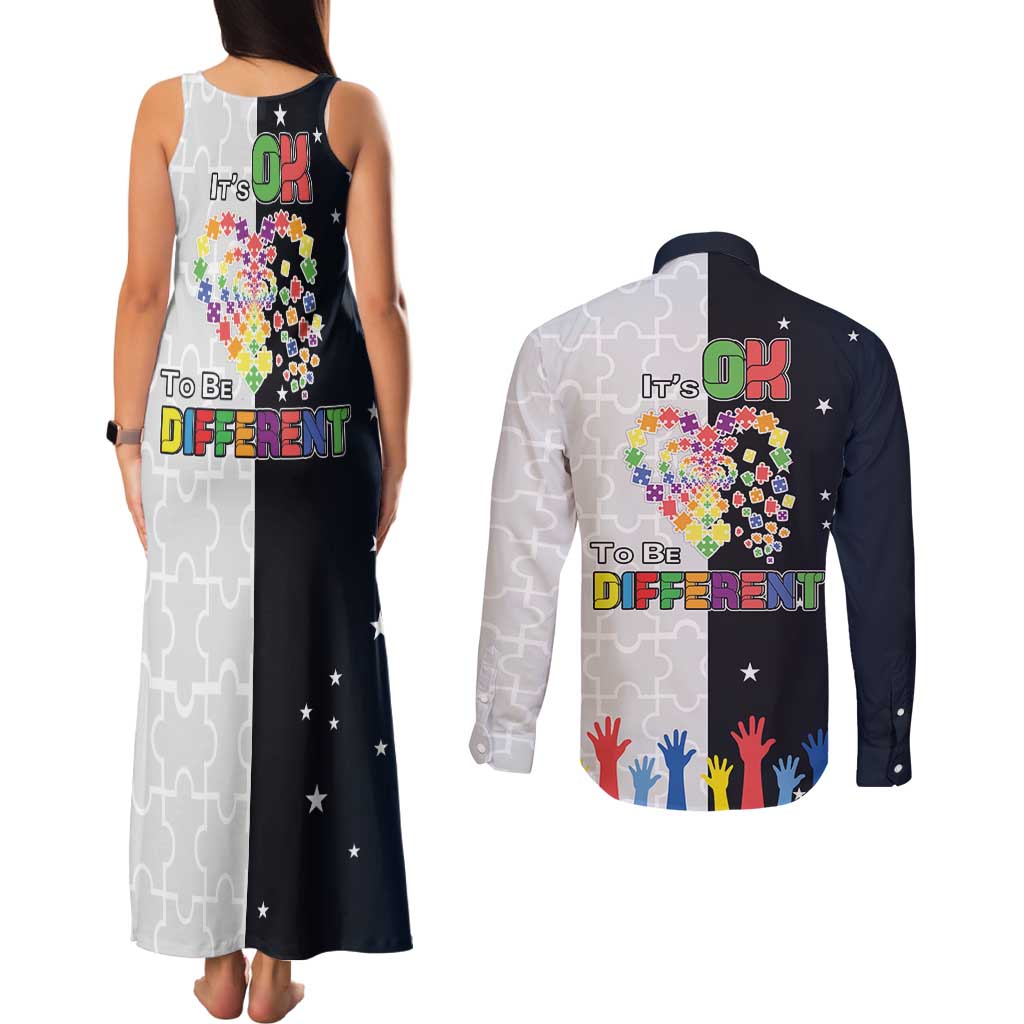 Personalized World Autism Awareness Day Couples Matching Tank Maxi Dress and Long Sleeve Button Shirt 2th April
