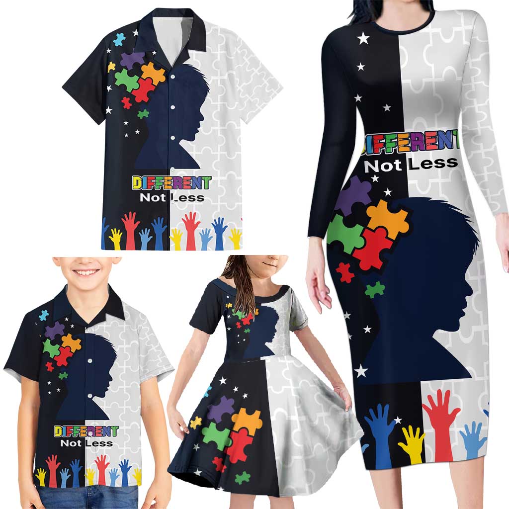 Personalized World Autism Awareness Day Family Matching Long Sleeve Bodycon Dress and Hawaiian Shirt 2th April
