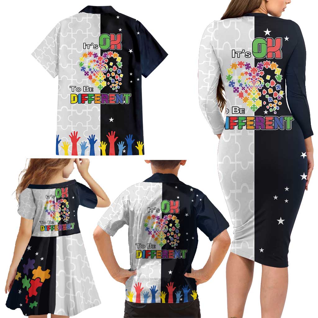 Personalized World Autism Awareness Day Family Matching Long Sleeve Bodycon Dress and Hawaiian Shirt 2th April