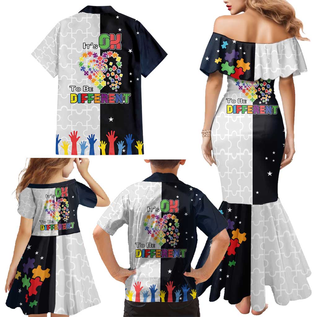 Personalized World Autism Awareness Day Family Matching Mermaid Dress and Hawaiian Shirt 2th April