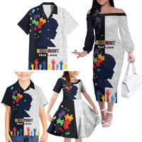Personalized World Autism Awareness Day Family Matching Off The Shoulder Long Sleeve Dress and Hawaiian Shirt 2th April