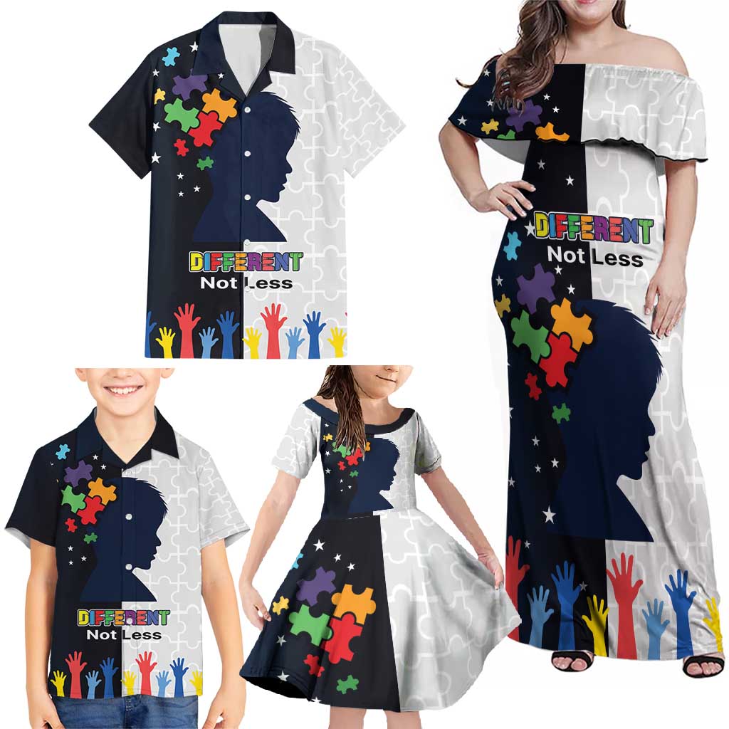 Personalized World Autism Awareness Day Family Matching Off Shoulder Maxi Dress and Hawaiian Shirt 2th April