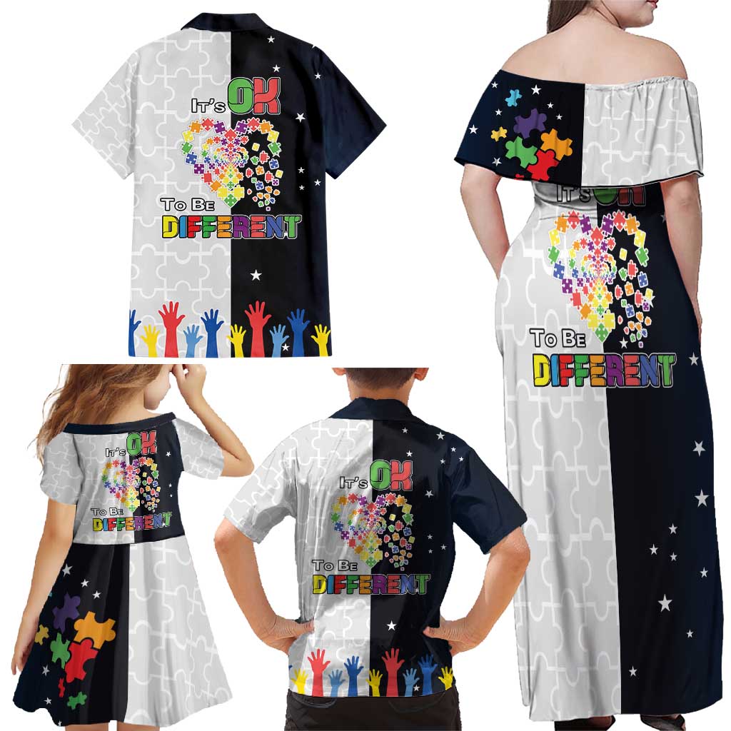 Personalized World Autism Awareness Day Family Matching Off Shoulder Maxi Dress and Hawaiian Shirt 2th April
