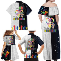 Personalized World Autism Awareness Day Family Matching Off Shoulder Maxi Dress and Hawaiian Shirt 2th April