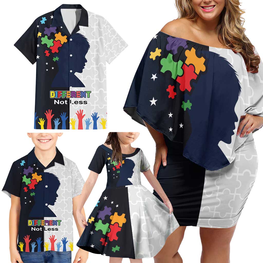 Personalized World Autism Awareness Day Family Matching Off Shoulder Short Dress and Hawaiian Shirt 2th April