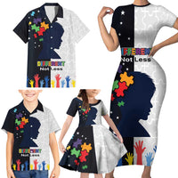 Personalized World Autism Awareness Day Family Matching Short Sleeve Bodycon Dress and Hawaiian Shirt 2th April