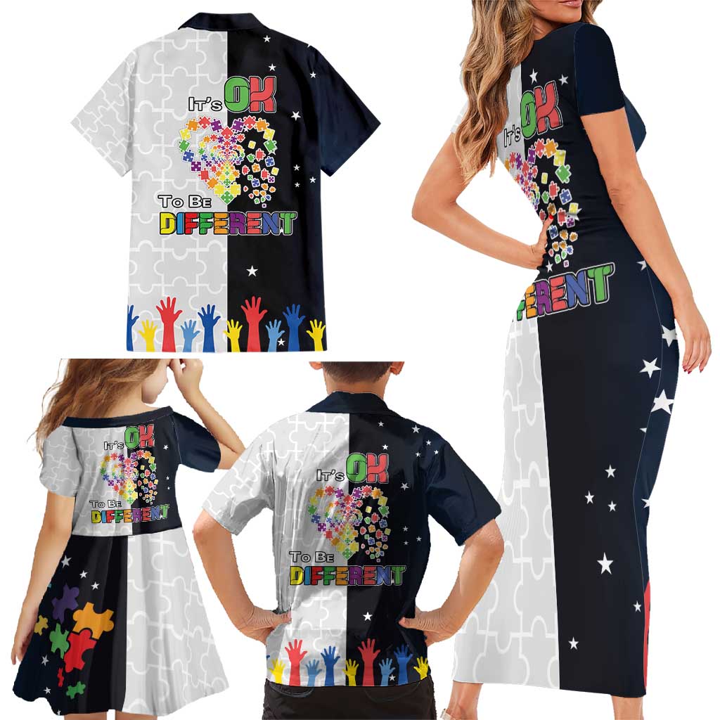 Personalized World Autism Awareness Day Family Matching Short Sleeve Bodycon Dress and Hawaiian Shirt 2th April