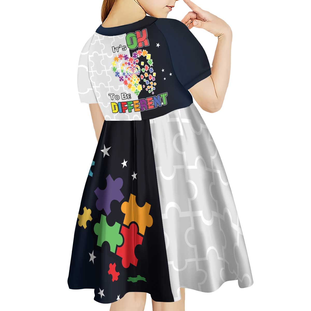 Personalized World Autism Awareness Day Kid Short Sleeve Dress 2th April