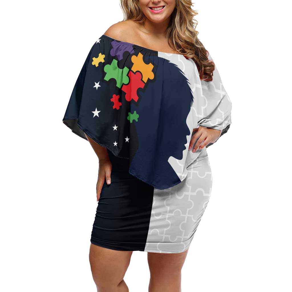 Personalized World Autism Awareness Day Off Shoulder Short Dress 2th April