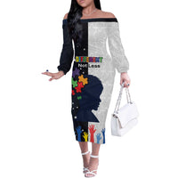 Personalized World Autism Awareness Day Off The Shoulder Long Sleeve Dress 2th April