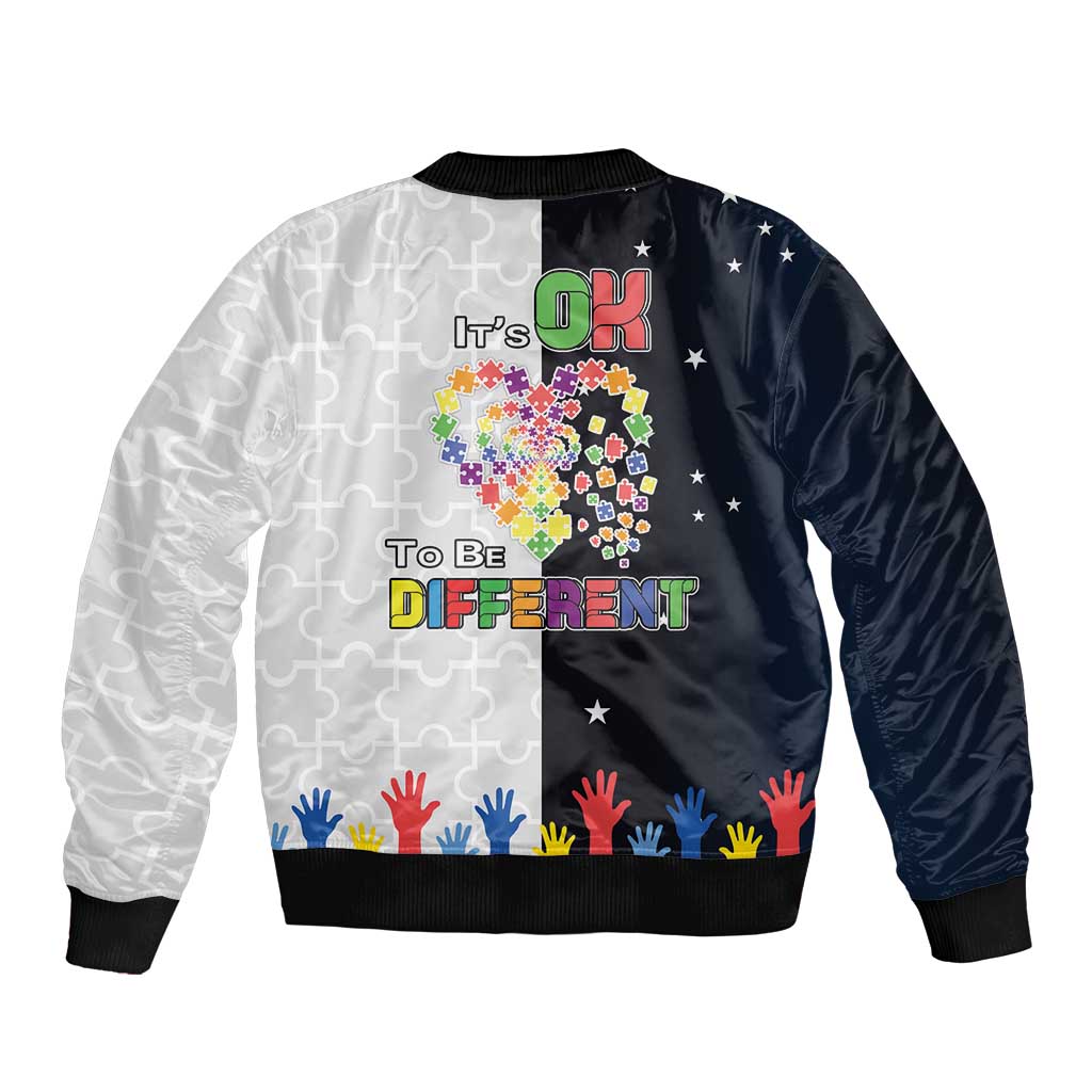 Personalized World Autism Awareness Day Sleeve Zip Bomber Jacket 2th April