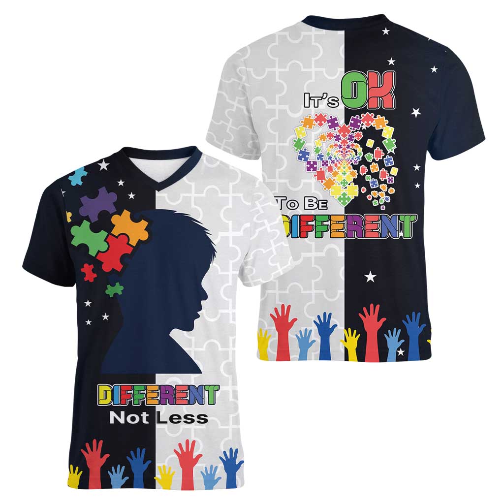 Personalized World Autism Awareness Day Women V-Neck T-Shirt 2th April