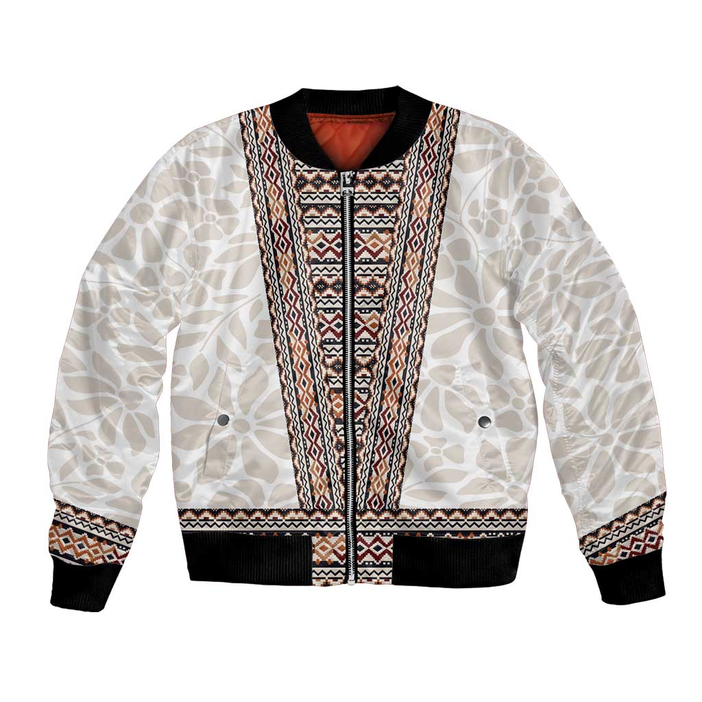 Danmark Traditional Patern with Daisy Bomber Jacket Danish Patern Simple Style