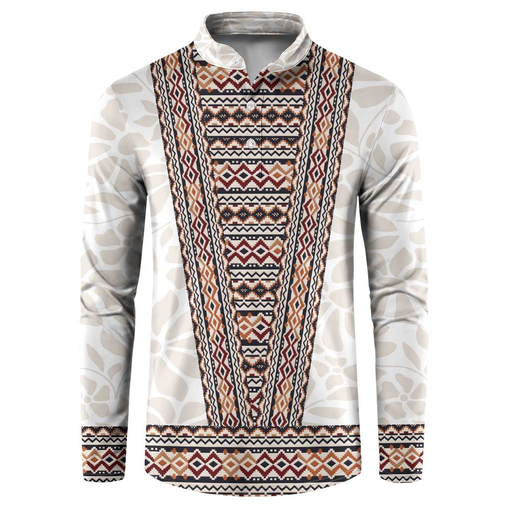 Danmark Traditional Patern with Daisy Button Sweatshirt Danish Patern Simple Style