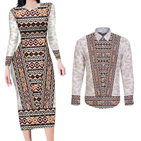 Danmark Traditional Patern with Daisy Couples Matching Long Sleeve Bodycon Dress and Long Sleeve Button Shirt Danish Patern Simple Style