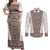 Danmark Traditional Patern with Daisy Couples Matching Off Shoulder Maxi Dress and Long Sleeve Button Shirt Danish Patern Simple Style