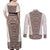 Danmark Traditional Patern with Daisy Couples Matching Off Shoulder Maxi Dress and Long Sleeve Button Shirt Danish Patern Simple Style