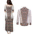Danmark Traditional Patern with Daisy Couples Matching Puletasi and Long Sleeve Button Shirt Danish Patern Simple Style