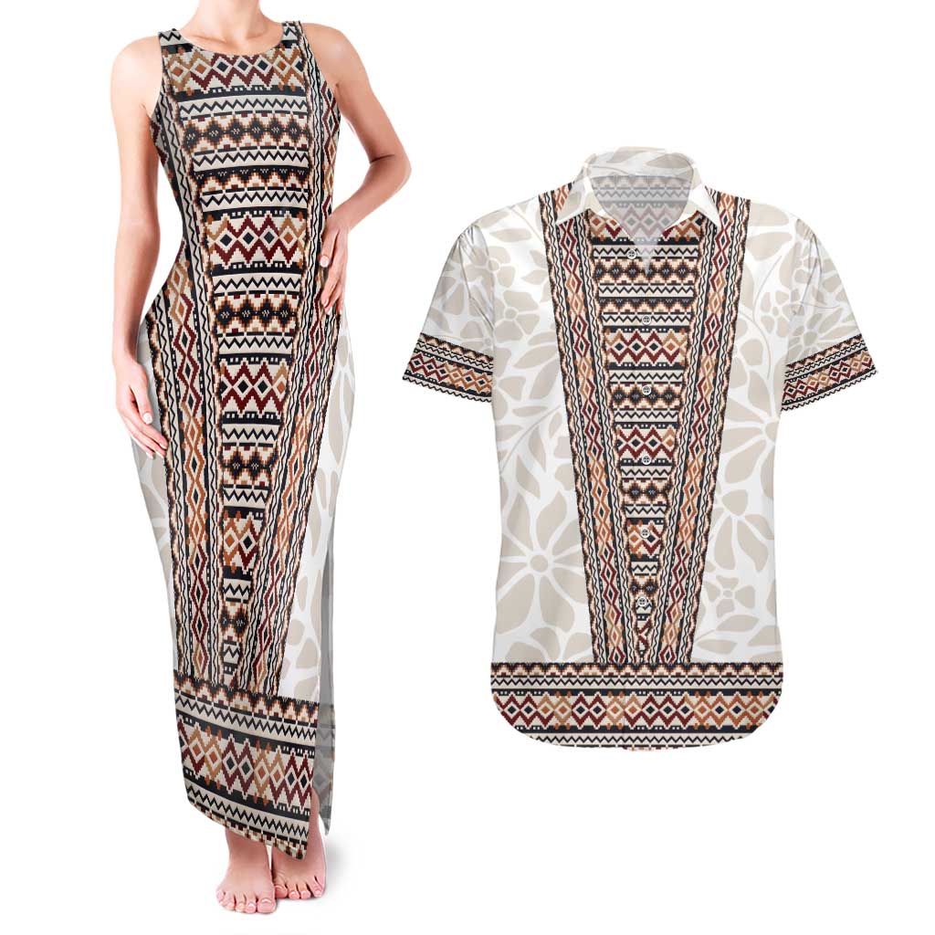 Danmark Traditional Patern with Daisy Couples Matching Tank Maxi Dress and Hawaiian Shirt Danish Patern Simple Style