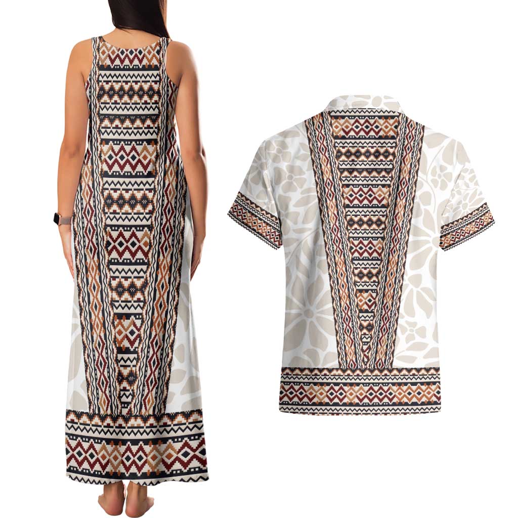Danmark Traditional Patern with Daisy Couples Matching Tank Maxi Dress and Hawaiian Shirt Danish Patern Simple Style