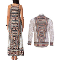 Danmark Traditional Patern with Daisy Couples Matching Tank Maxi Dress and Long Sleeve Button Shirt Danish Patern Simple Style