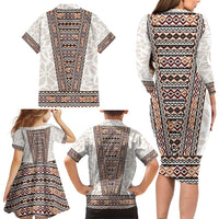 Danmark Traditional Patern with Daisy Family Matching Long Sleeve Bodycon Dress and Hawaiian Shirt Danish Patern Simple Style