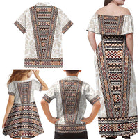 Danmark Traditional Patern with Daisy Family Matching Off Shoulder Maxi Dress and Hawaiian Shirt Danish Patern Simple Style