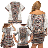 Danmark Traditional Patern with Daisy Family Matching Off Shoulder Short Dress and Hawaiian Shirt Danish Patern Simple Style