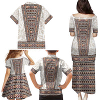 Danmark Traditional Patern with Daisy Family Matching Puletasi and Hawaiian Shirt Danish Patern Simple Style