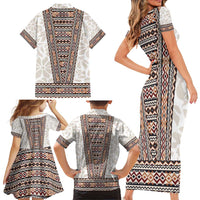 Danmark Traditional Patern with Daisy Family Matching Short Sleeve Bodycon Dress and Hawaiian Shirt Danish Patern Simple Style