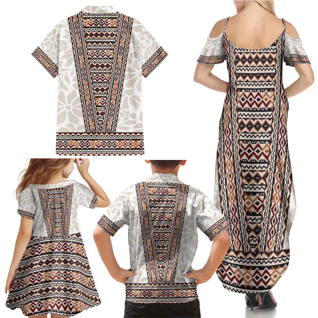 Danmark Traditional Patern with Daisy Family Matching Summer Maxi Dress and Hawaiian Shirt Danish Patern Simple Style