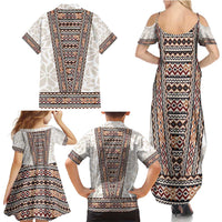 Danmark Traditional Patern with Daisy Family Matching Summer Maxi Dress and Hawaiian Shirt Danish Patern Simple Style