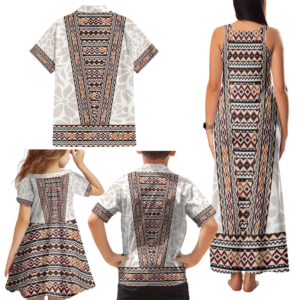 Danmark Traditional Patern with Daisy Family Matching Tank Maxi Dress and Hawaiian Shirt Danish Patern Simple Style