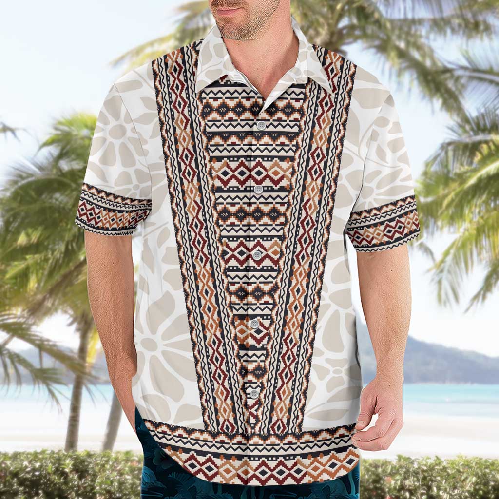 Danmark Traditional Patern with Daisy Hawaiian Shirt Danish Patern Simple Style