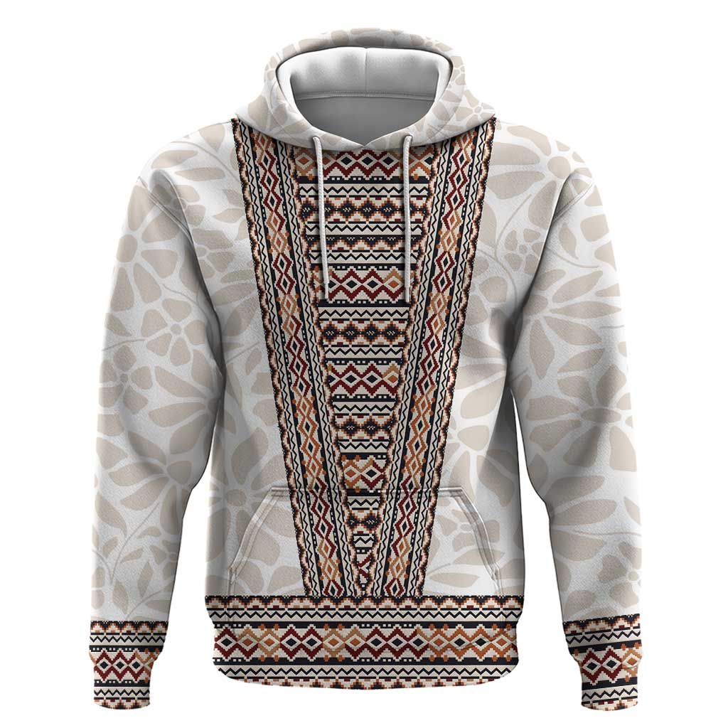 Danmark Traditional Patern with Daisy Hoodie Danish Patern Simple Style