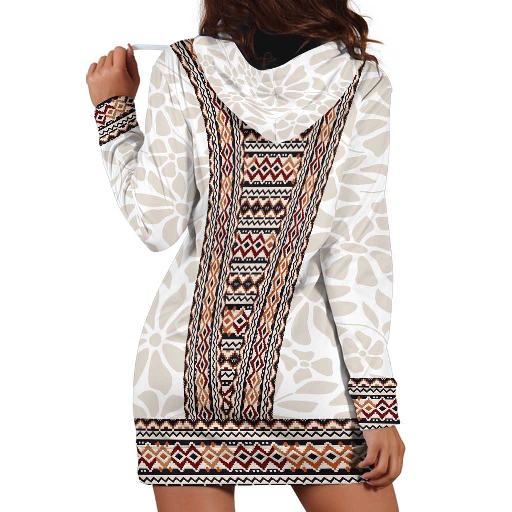 Danmark Traditional Patern with Daisy Hoodie Dress Danish Patern Simple Style