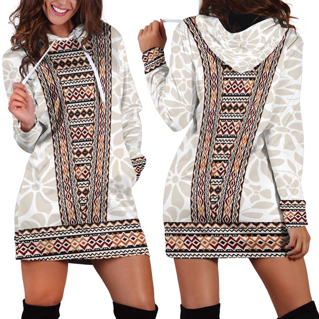 Danmark Traditional Patern with Daisy Hoodie Dress Danish Patern Simple Style