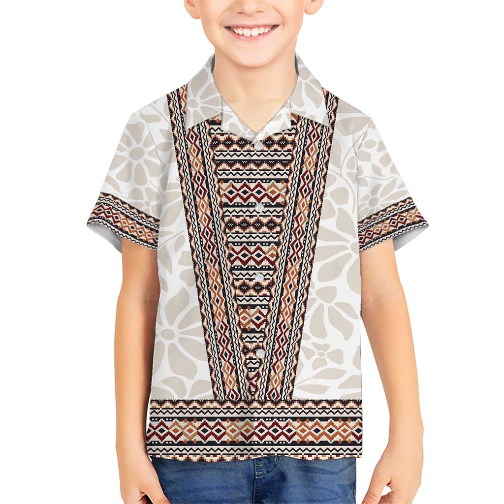 Danmark Traditional Patern with Daisy Kid Hawaiian Shirt Danish Patern Simple Style