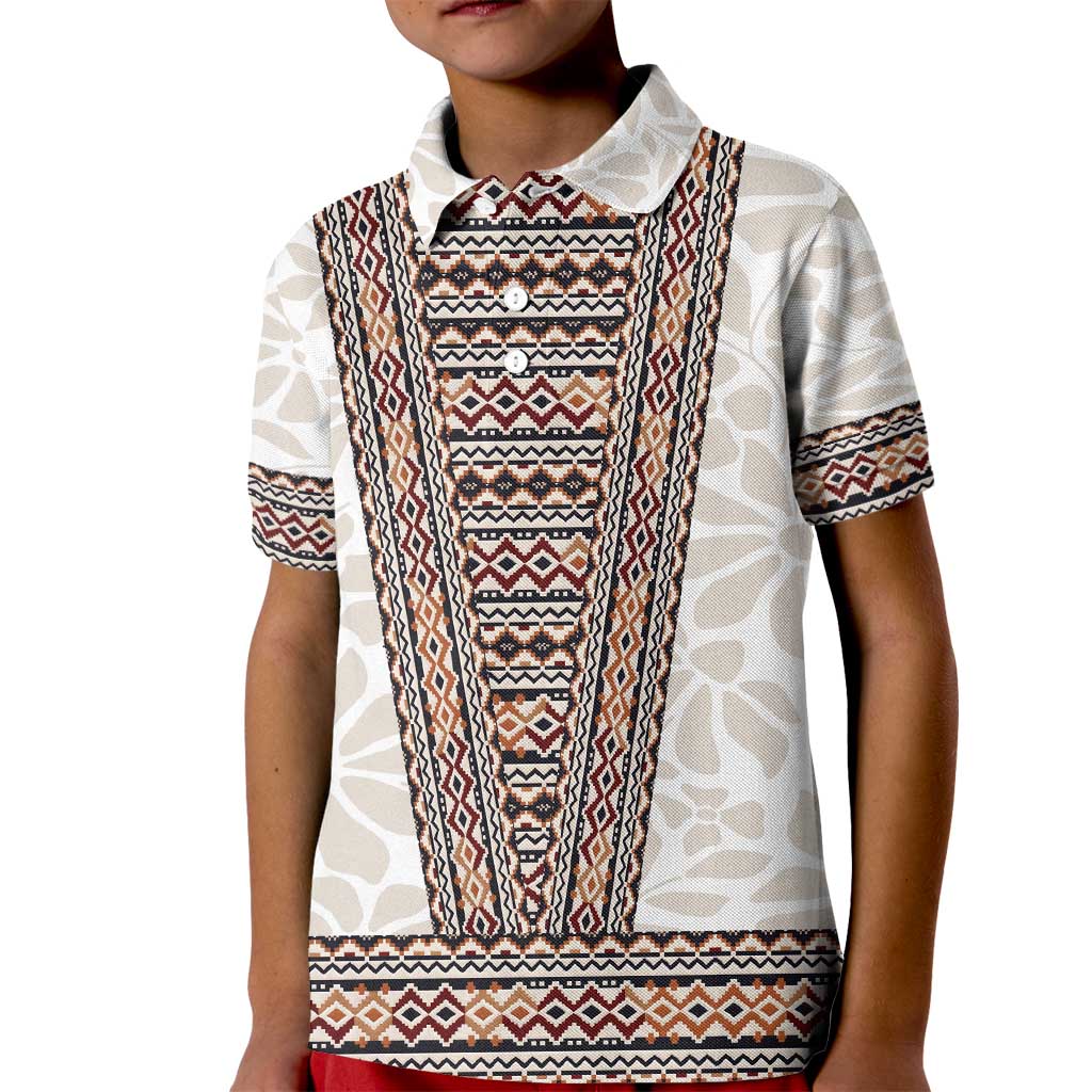 Danmark Traditional Patern with Daisy Kid Polo Shirt Danish Patern Simple Style