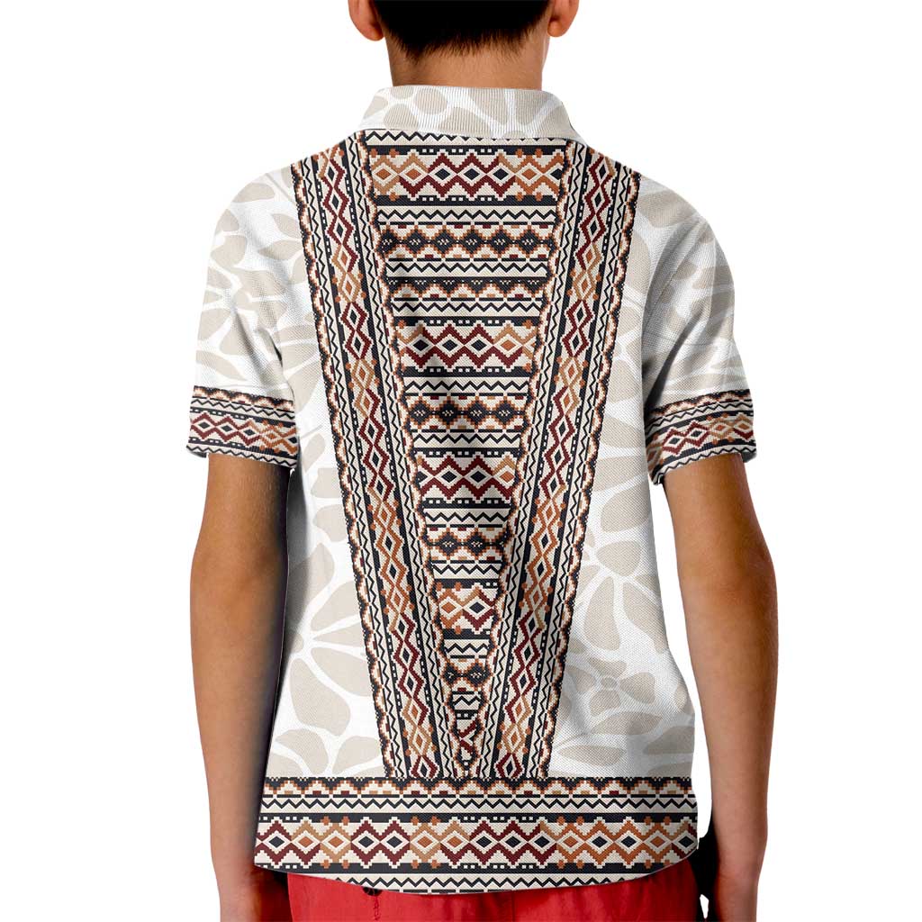 Danmark Traditional Patern with Daisy Kid Polo Shirt Danish Patern Simple Style