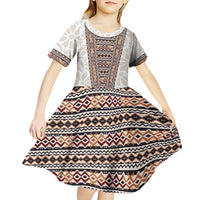 Danmark Traditional Patern with Daisy Kid Short Sleeve Dress Danish Patern Simple Style