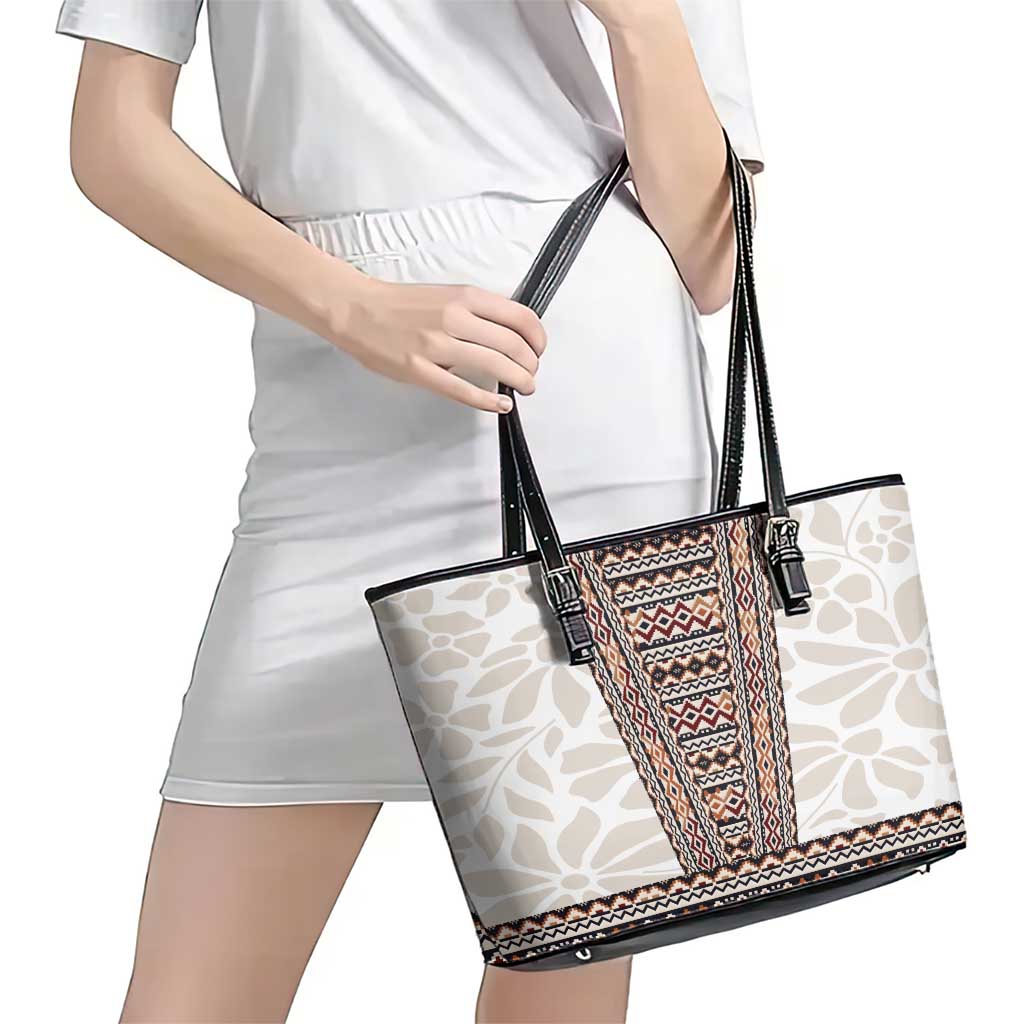 Danmark Traditional Patern with Daisy Leather Tote Bag Danish Patern Simple Style