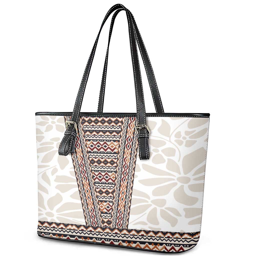 Danmark Traditional Patern with Daisy Leather Tote Bag Danish Patern Simple Style