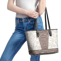 Danmark Traditional Patern with Daisy Leather Tote Bag Danish Patern Simple Style