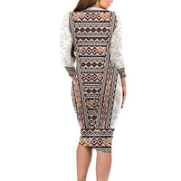 Danmark Traditional Patern with Daisy Long Sleeve Bodycon Dress Danish Patern Simple Style