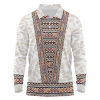 Danmark Traditional Patern with Daisy Long Sleeve Polo Shirt Danish Patern Simple Style