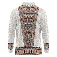 Danmark Traditional Patern with Daisy Long Sleeve Polo Shirt Danish Patern Simple Style