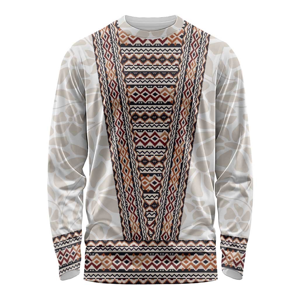 Danmark Traditional Patern with Daisy Long Sleeve Shirt Danish Patern Simple Style