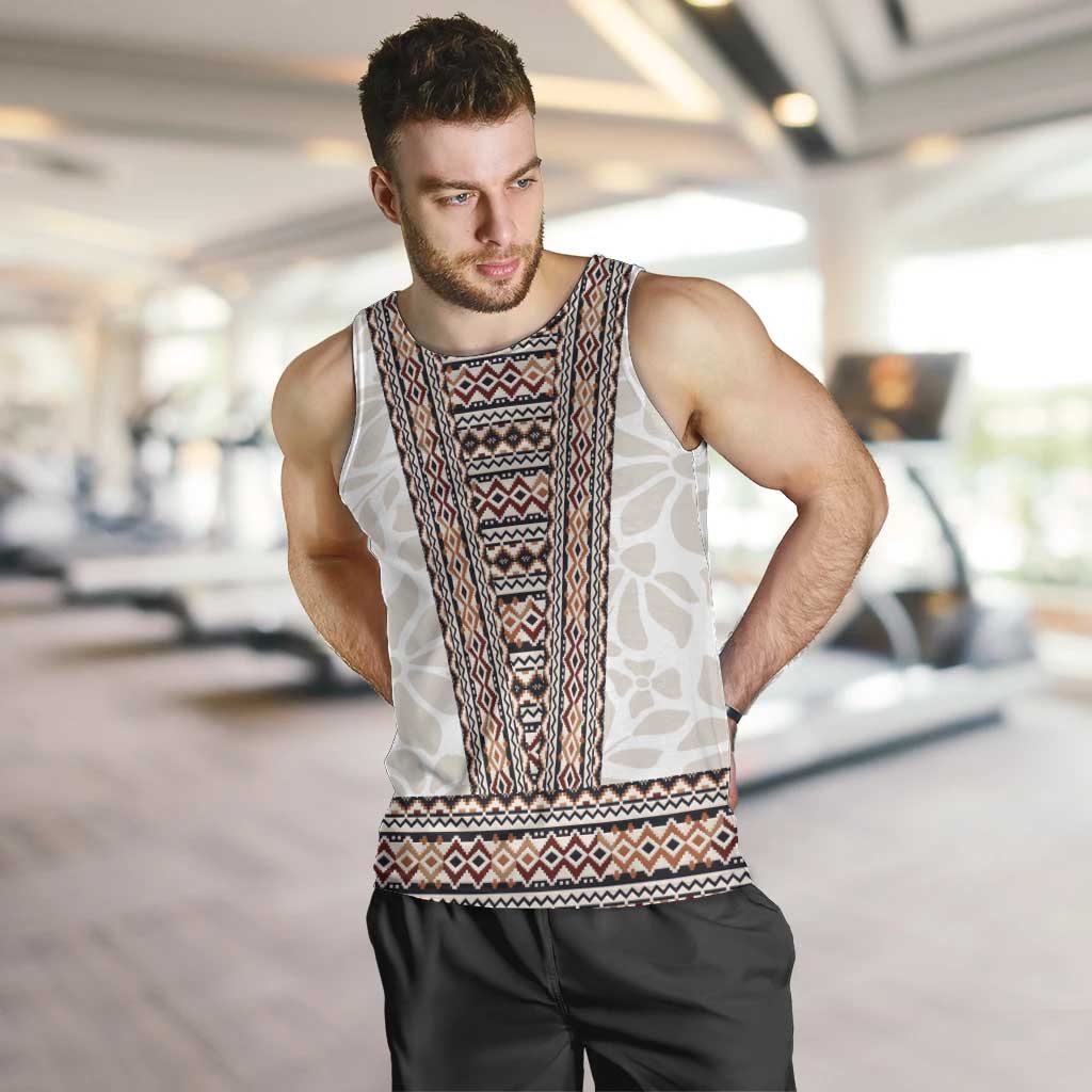 Danmark Traditional Patern with Daisy Men Tank Top Danish Patern Simple Style